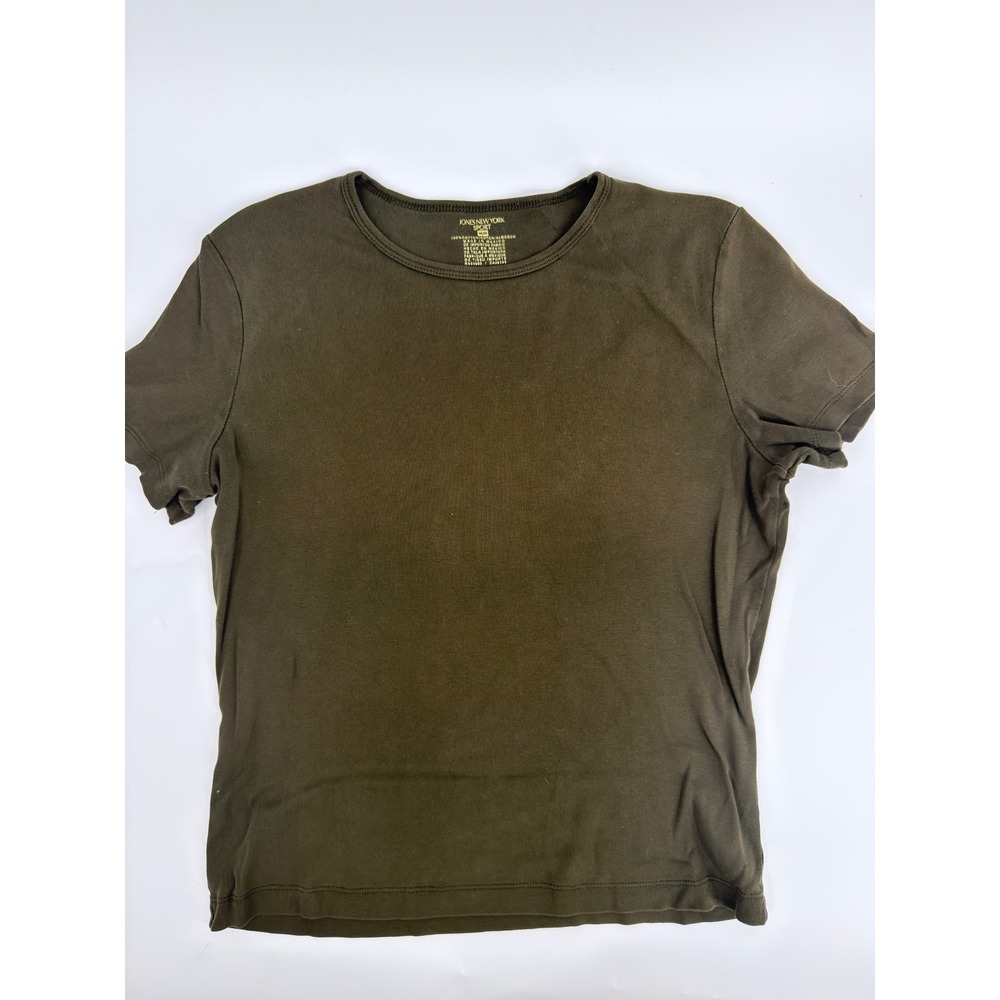 Jones New York Sport T Shirt Minimalist Y2K Women Size Medium Olive Green Tee